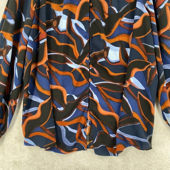 Nine West Blouse Womens XXL Button Up Geometric Career Flowy Top - Picture 7 of 16